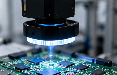 เลนส์และไฟวงแหวนตรวจสอบแผ่น PCB