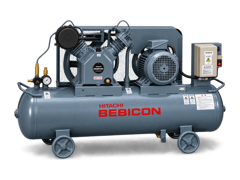 ปั๊มลมลูกสูบ HITACHI Bebicon ใช้น้ำมัน สีเทา