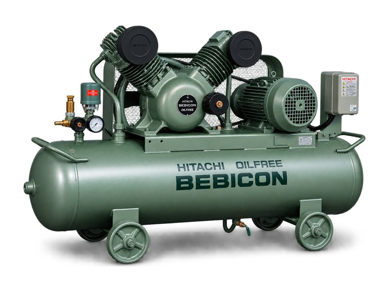 ปั๊มลมลูกสูบ HITACHI Bebicon ไม่ใช้น้ำมัน สีเขียว
