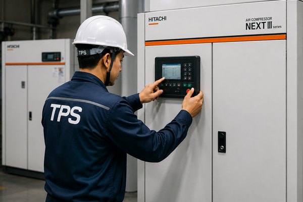 วิศวกร TPS ตั้งค่าเครื่องอัดอากาศ HITACHI