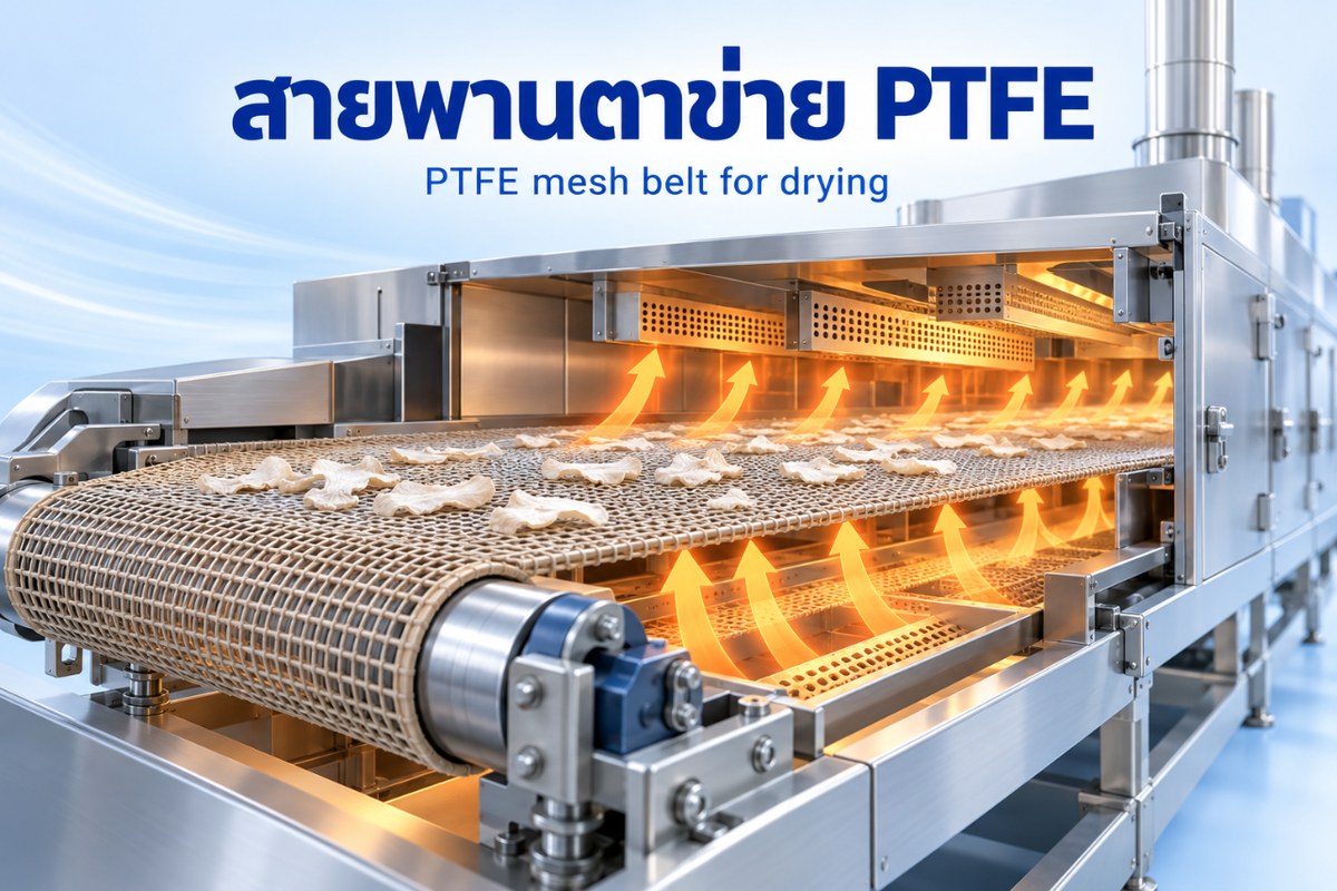 สายพานตาข่าย PTFE คืออะไร และเลือก Mesh อย่างไรให้เหมาะกับเครื่องอบแห้ง?
